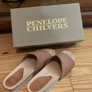 Penelope Chivers leather slides.